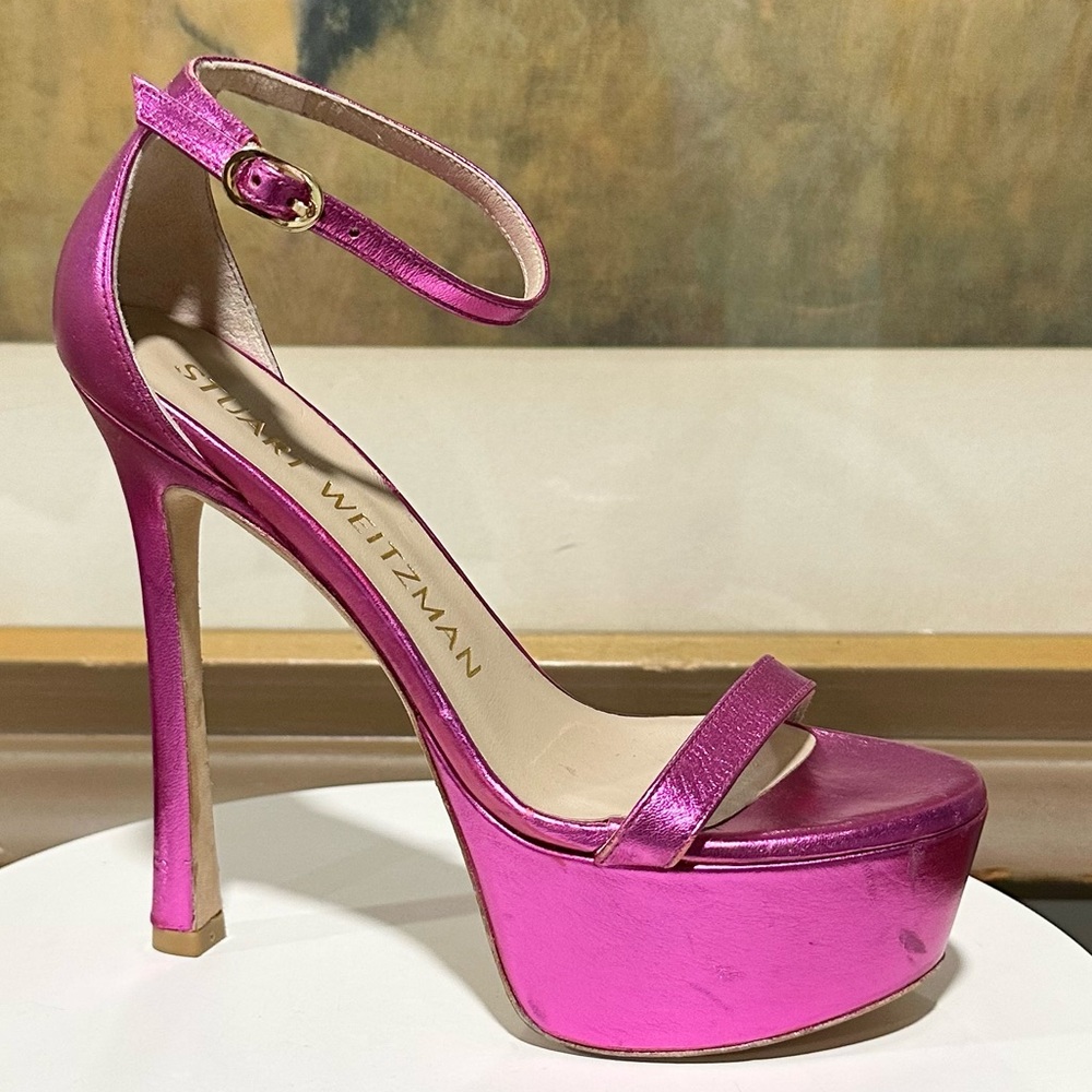 🌹STUART WEITZMAN 🌹Nudistcurve Platform Sandal In Azalea Size: 6B - Picture 2 of 16